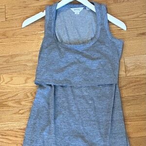 Seraphine Light Blue/Gray Blend Maternity Maxi Dress